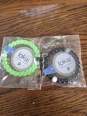 Lokai Kids Bracelet Duo - Neon Green & Black Beads